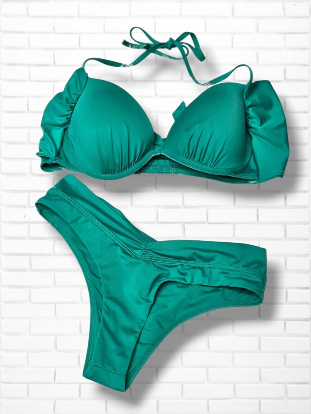 Tropik Emerald Green 2 Piece Cheeky Bikini Set Sz S Bottoms, Sz M Top